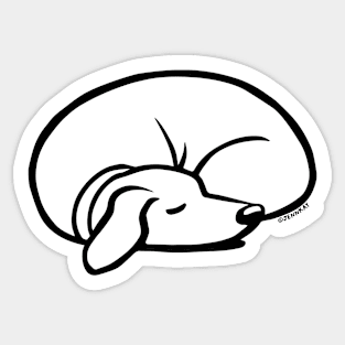 Sleeping Dog Black and White Line Drawing Sticker